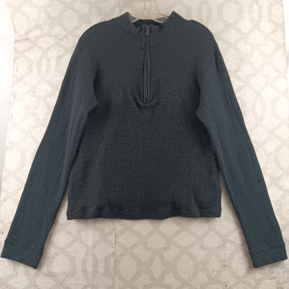 Ralph Lauren RLX Sweater Womens Large 1/4 Zip Pullover Black Wool